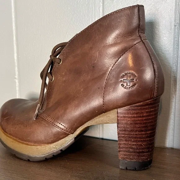 VTG Rare Dr. Doc Martens Viviana Leather Brown Booties heel 3" W7 steam punk - Picture 12 of 14